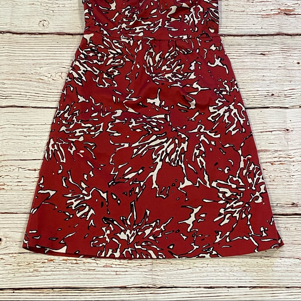 The Limited Abstract Floral Print Dark Red Strapless Dress Sz 0 - Picture 9 of 13